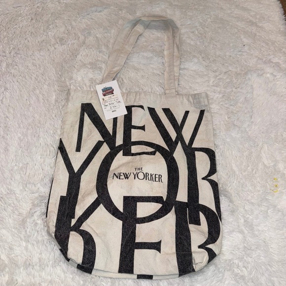 The New Yorker Handbags - The New Yorker Tote Bag Women OS Cream Excellent Canvas Logo Book Bag